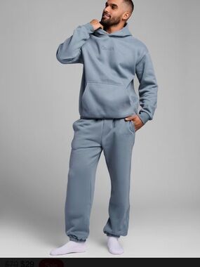 Comfrt Men's Light Blue Fleece Jogger Pants